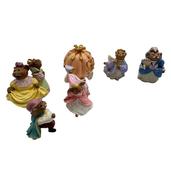 Vtg 1995 Hallmark Merry Miniatures Cinderella Mouse 6 pc Figurine Set - Picture 4 of 11